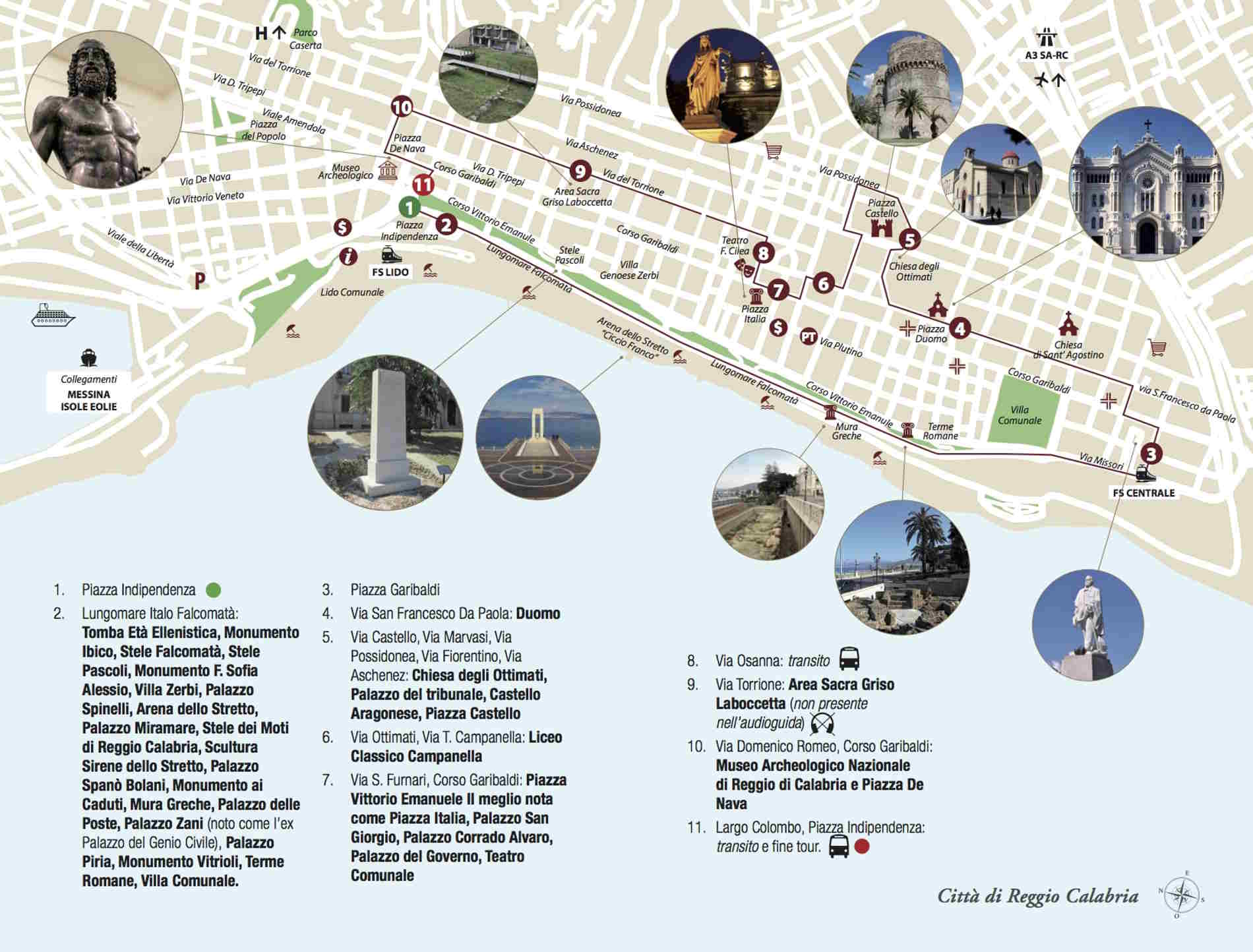 Lungomare Falcomatà di Reggio Calabria Mappa turistica del centro di Reggio Calabria fonte web
