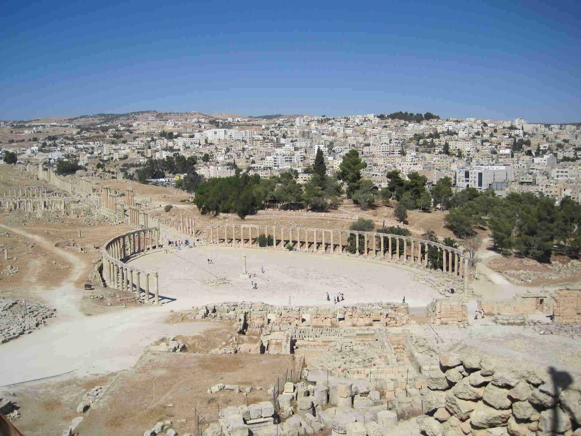 Jerash dall'alto itinerario di Viaggio in Giordania