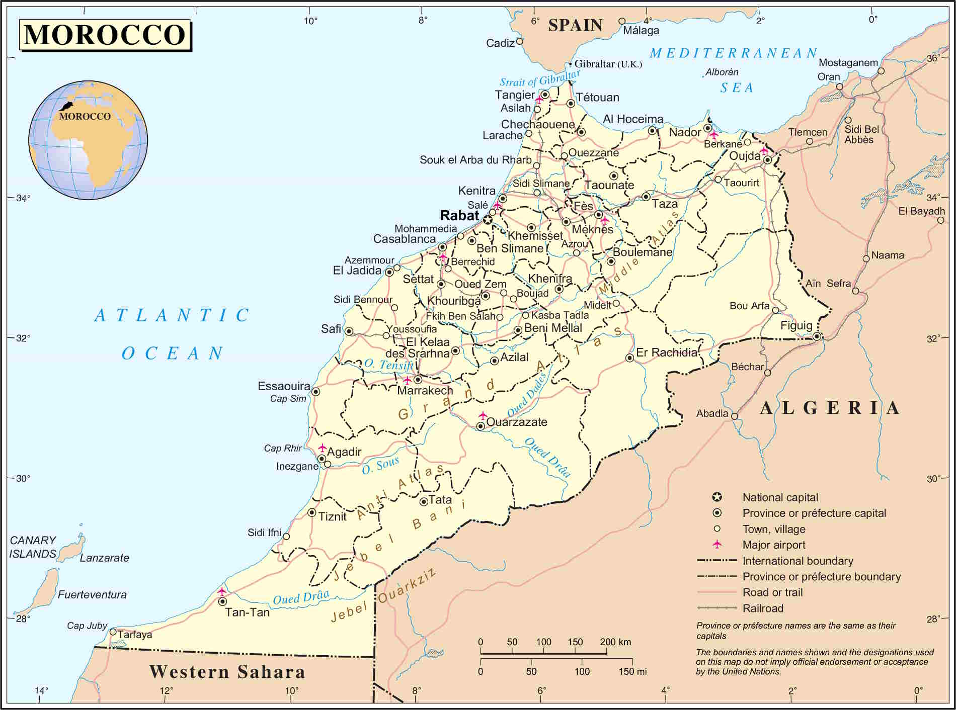 Cosa vedere a Ouarzazate e dintorni dalla mappa politica del Marocco