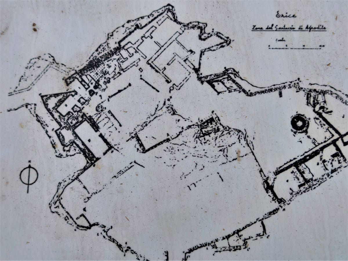 Mappa del Santuario di Afrodite nel Castello di Venere a Erice