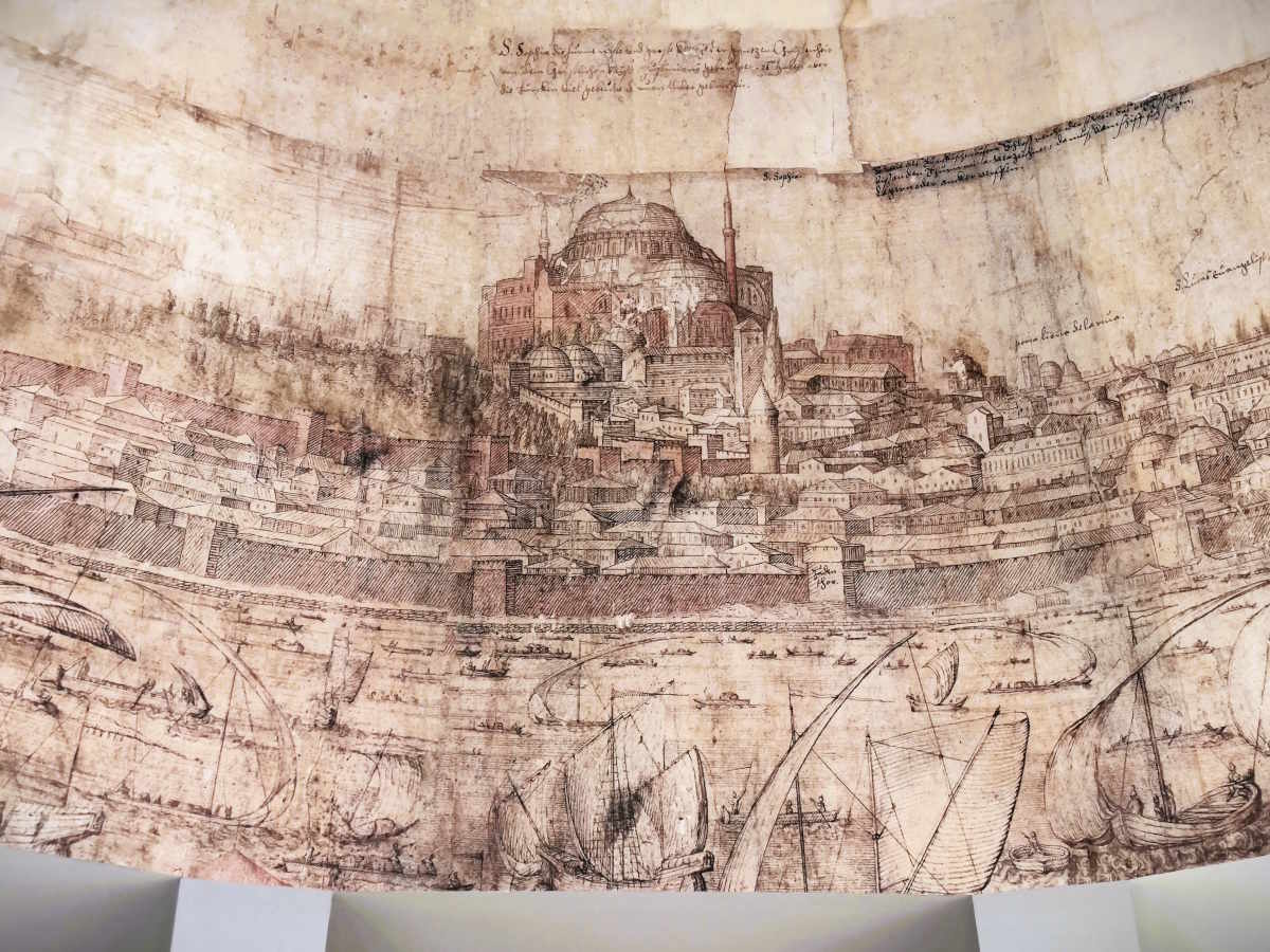 Un'antica mappa di Istanbul nel Museo della Torre di Galata